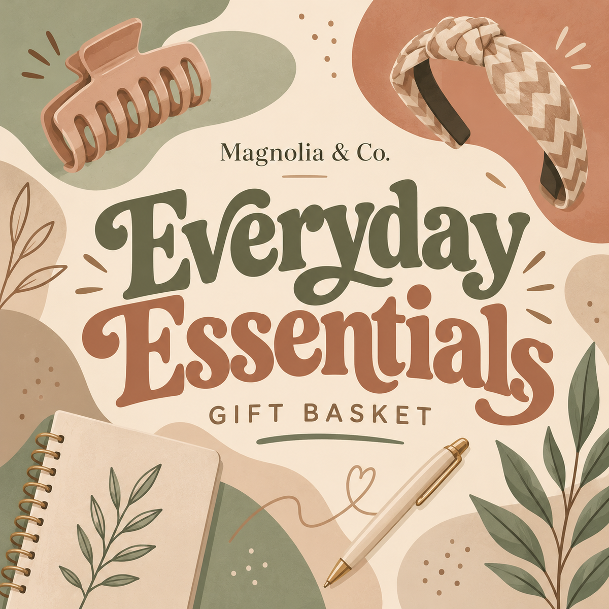 Everyday Essentials — Magnolia & Co. gift basket title illustration