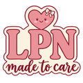 Hearts & Healing LPN Made to Care sticker design