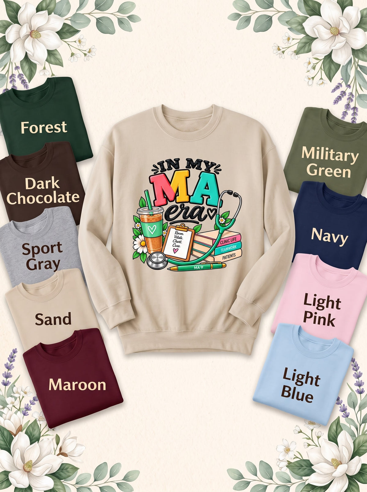 MA ERA sweatshirt in Sand with nine labeled color options