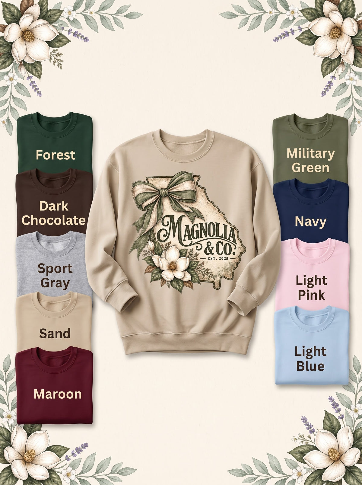 Rooted in the South sweatshirt in Sand with nine labeled color options