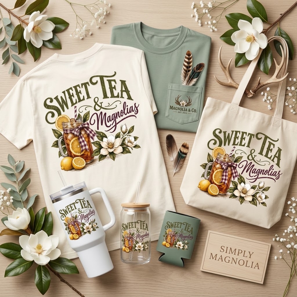 Sweet Tea & Magnolias design preview — Koozies