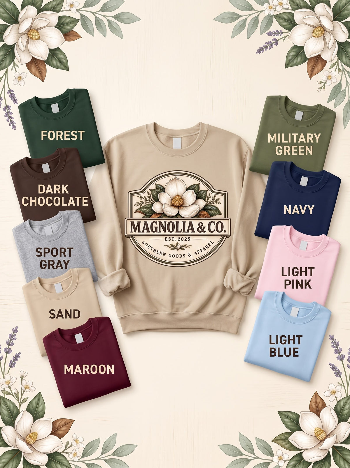 Southern Goods & Apparel sweatshirt color options