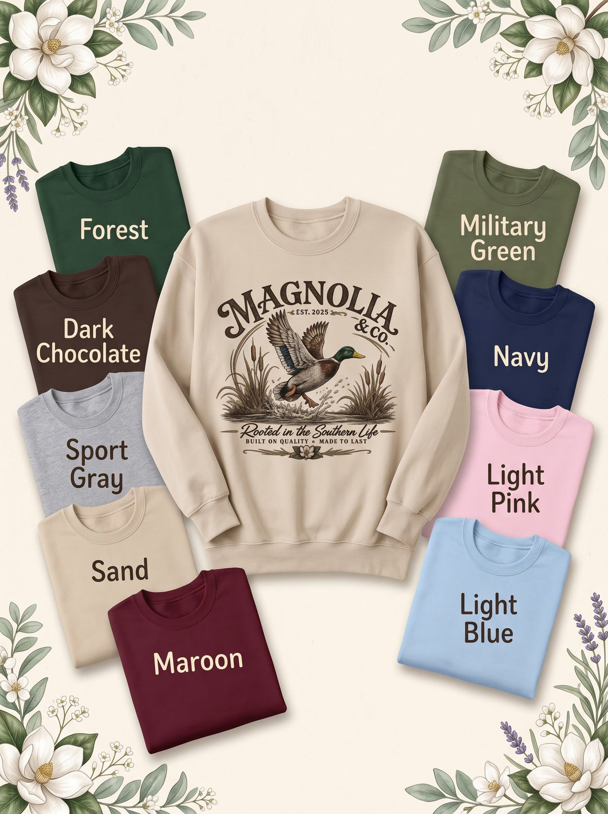 OG Flying Mallard — Sweatshirts | Wildlife Heritage in Sand with nine labeled color options